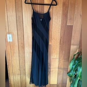 Frederick's of Hollywood Vintage Black Mesh Detail Long Gown